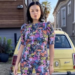 Nooworks Puff Sleeve Top Size L Mushroom